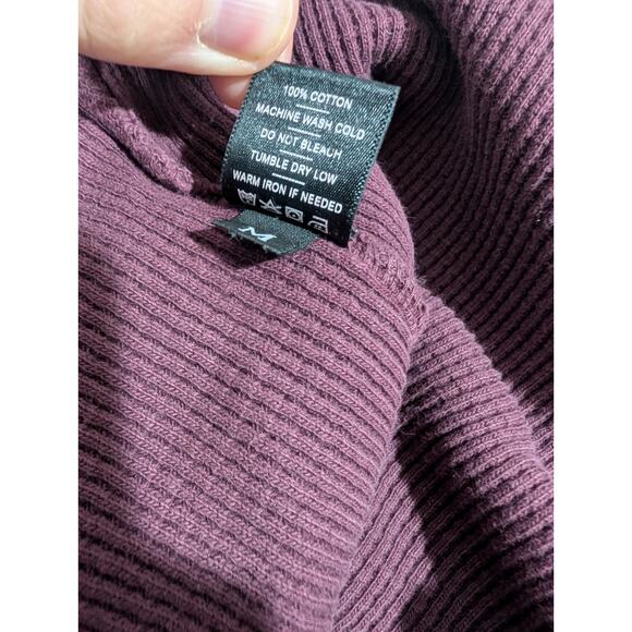 American Giant Top Womens Medium Burgundy Thick Waffle Knit Long Sleeve - Picture 6 of 9